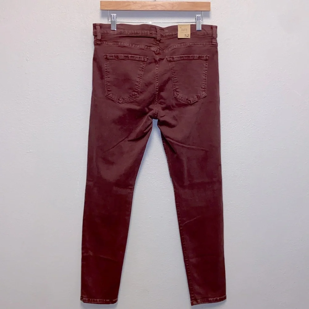 Current/Elliott NWT The Stiletto Vintage Burgundy Ankle Jeans 3127